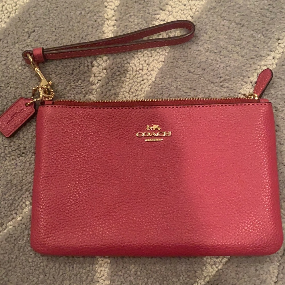 Pink leather Coach wristlet /wallet